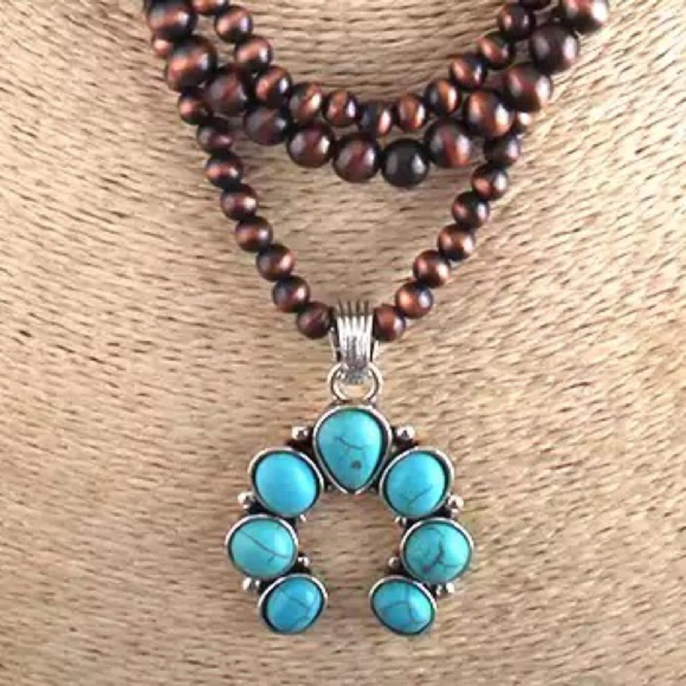 Squash Blossom turquoise necklace RESTOCKED🎉 - Picture 4 of 4